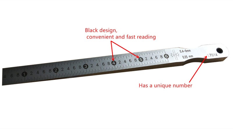 GLTL Precision Wedge Gap Feeler Gauge with High-Contrast Markings, Stainless Steel Taper Gauge for Automotive Repair & Metalworking - Easy-Read Scale Design, Clear Numerical Identification(0.4-6mm) - Image 2