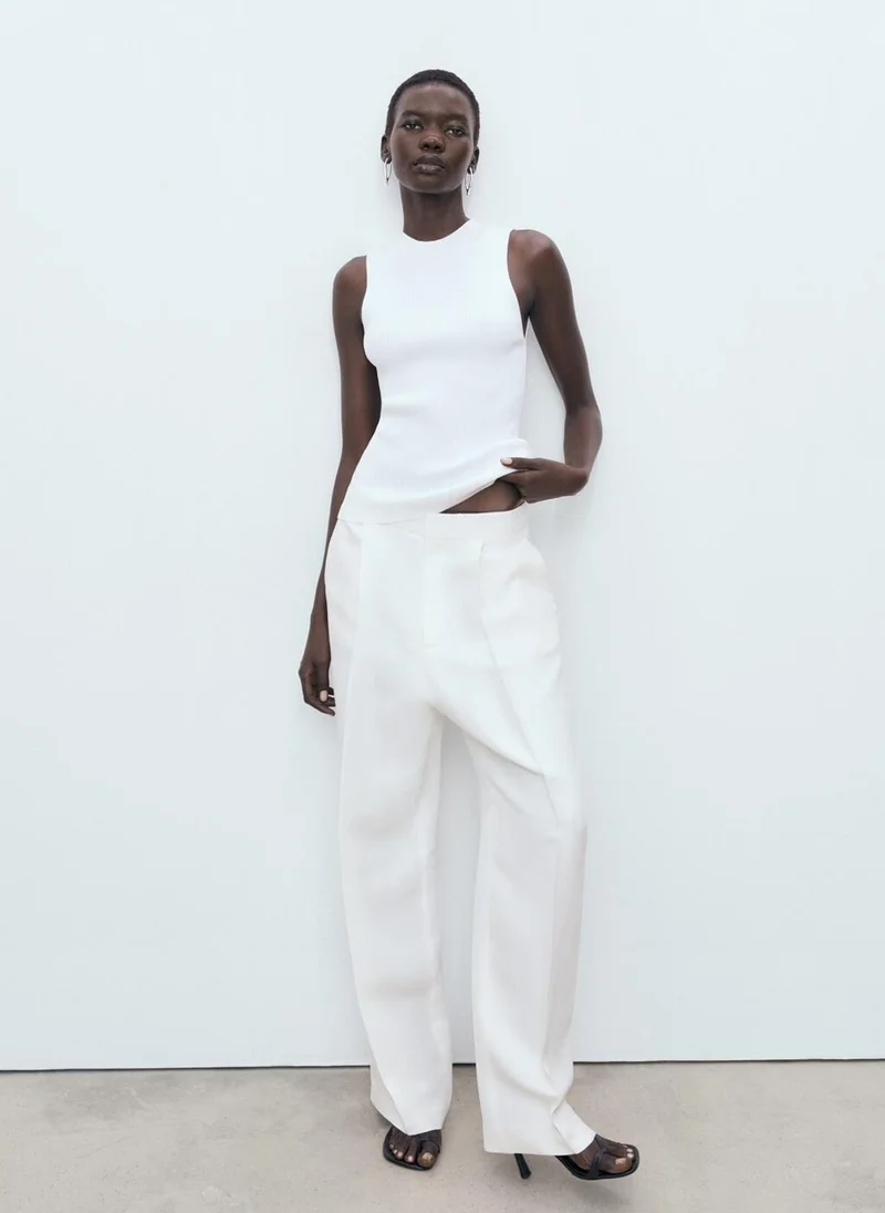 مانجو Casual Ribbed Knit Top
