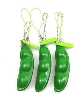 Generic FCBB Fidget Toys 3 Pack Squeeze-a-Bean Edamame Keychain Keyring Extrusion Bean Pea Soybean Stress Relieving Chain Phone Pendants 