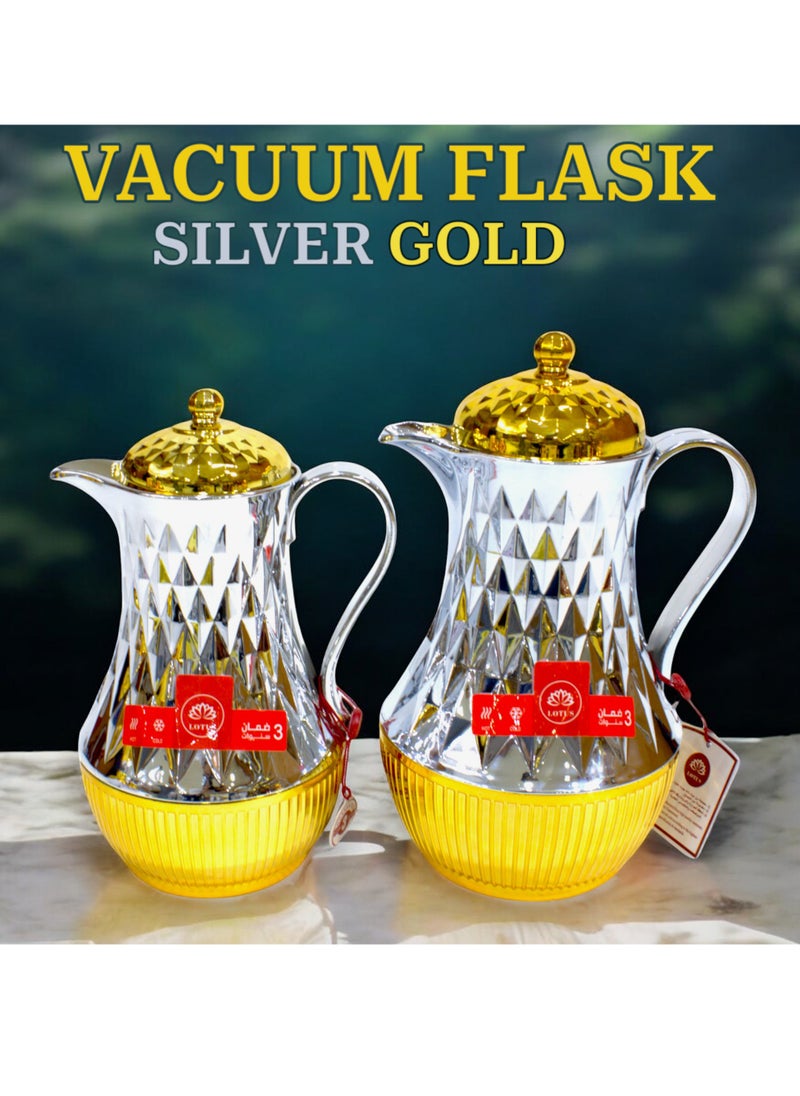 Generic - Al-Nokhba Vacuum Flask Set – Enjoy hot and cold drinks on the go with an insulated double-wall vacuum-sealed design, leak-proof lid, and unique handle. Convenient push-button access (0.6 Litre & 1.0 Litre) - Image 1