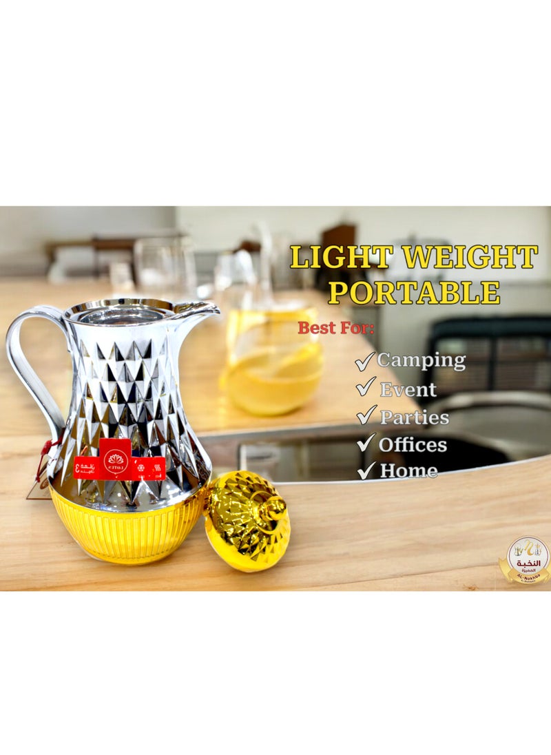 Generic - Al-Nokhba Vacuum Flask Set – Enjoy hot and cold drinks on the go with an insulated double-wall vacuum-sealed design, leak-proof lid, and unique handle. Convenient push-button access (0.6 Litre & 1.0 Litre) - Image 1