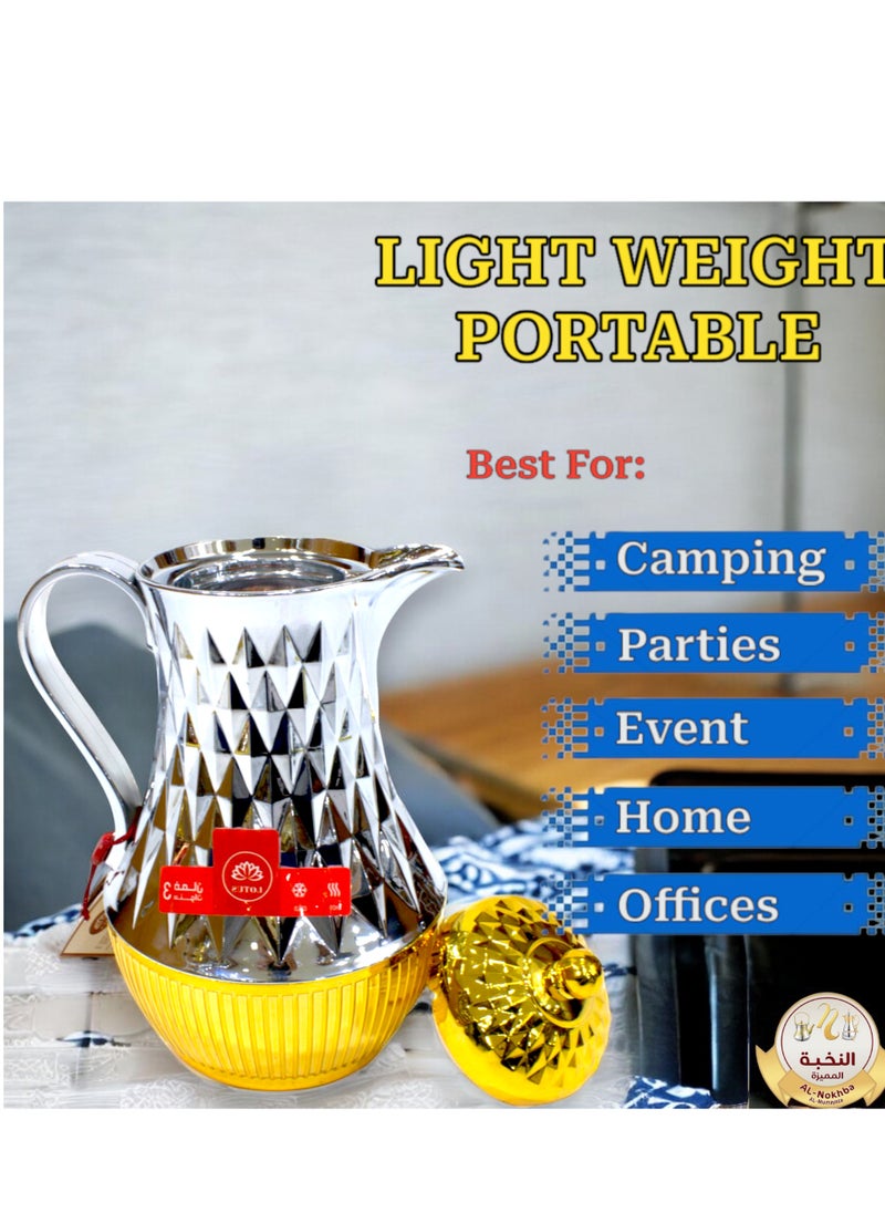 Generic - Al-Nokhba Vacuum Flask Set – Enjoy hot and cold drinks on the go with an insulated double-wall vacuum-sealed design, leak-proof lid, and unique handle. Convenient push-button access (0.6 Litre & 1.0 Litre) - Image 1