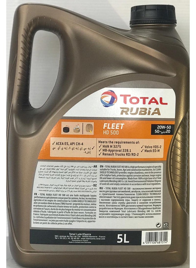 TOTAL 20W50 Rubia Diesel Engine Oil 5Ltr - Image 2