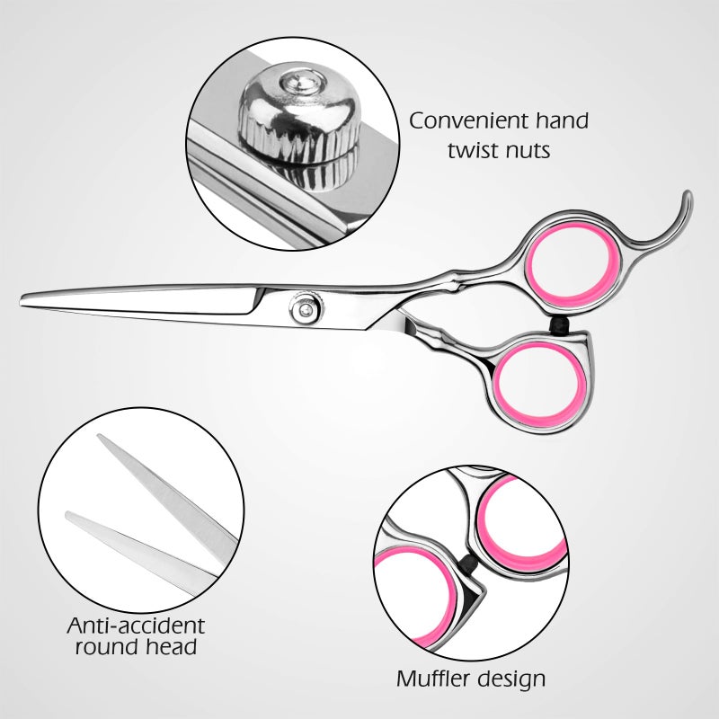 Himart Professional Home Hair Cutting Kit - Quality Home Haircutting Scissors Barber/Salon/Home Thinning Shears Kit with Comb and Case for Men and Women (Pink) - Image 2