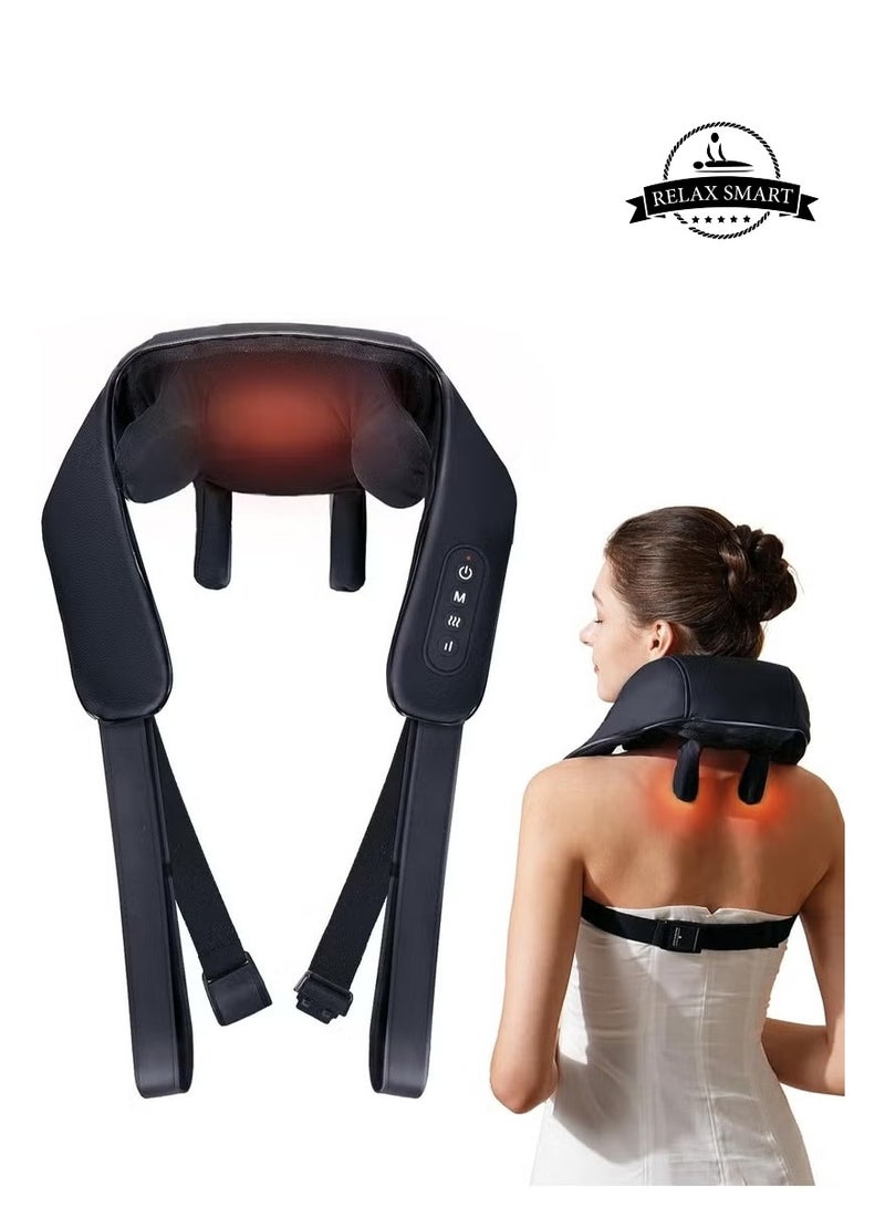 Relax Smart Neck Massager with Heat, Cordless Deep Tissue 4D Expert Kneading Massager, Shiatsu Neck and Shoulder Massage Pillow for Neck, Traps, Back and Leg Pain Relief, Gifts for Men Women Mom Dad  - Image 1