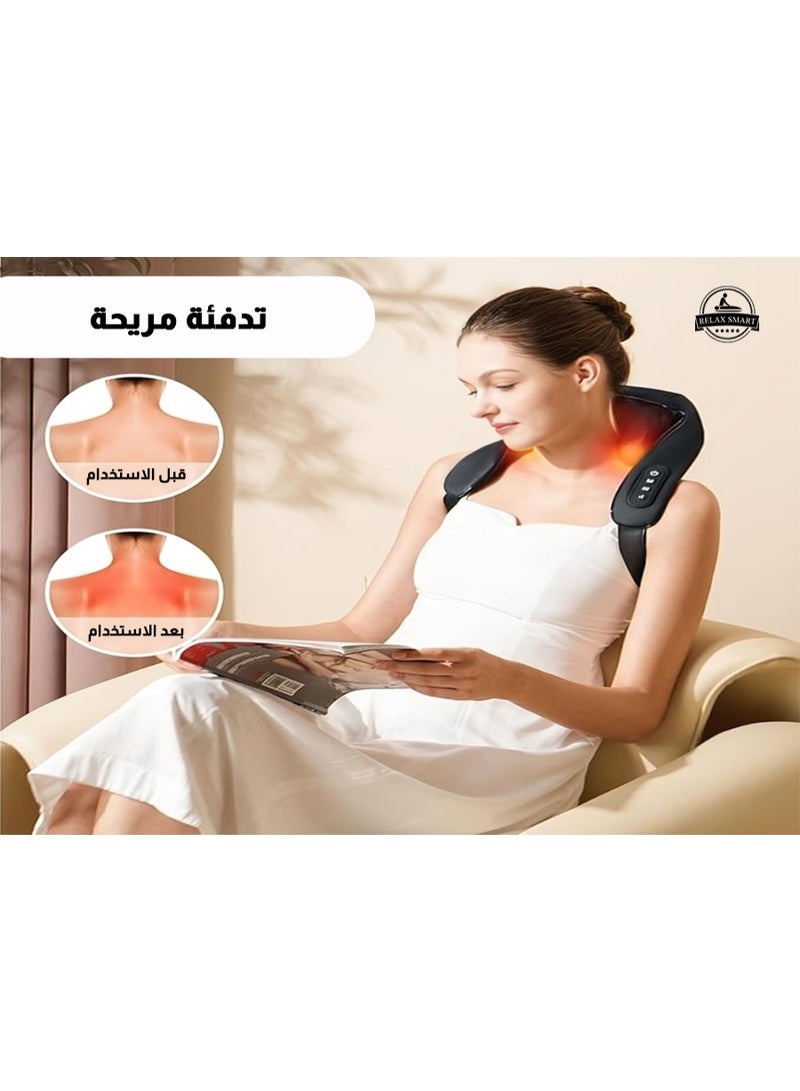 Relax Smart Neck Massager with Heat, Cordless Deep Tissue 4D Expert Kneading Massager, Shiatsu Neck and Shoulder Massage Pillow for Neck, Traps, Back and Leg Pain Relief, Gifts for Men Women Mom Dad - Image 2