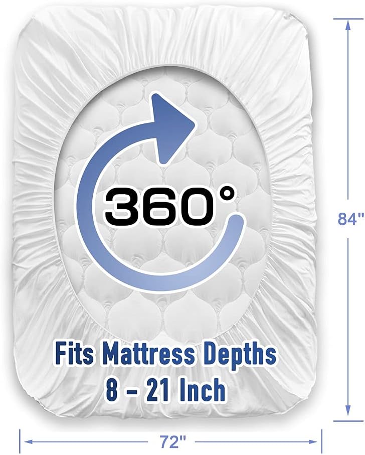 MATBEBY Bedding Quilted Fitted California King Mattress Pad Cooling Breathable Fluffy Soft Mattress Pad Stretches up to 21 Inch Deep, California King Size, White, Mattress Topper Mattress Protector - Image 5