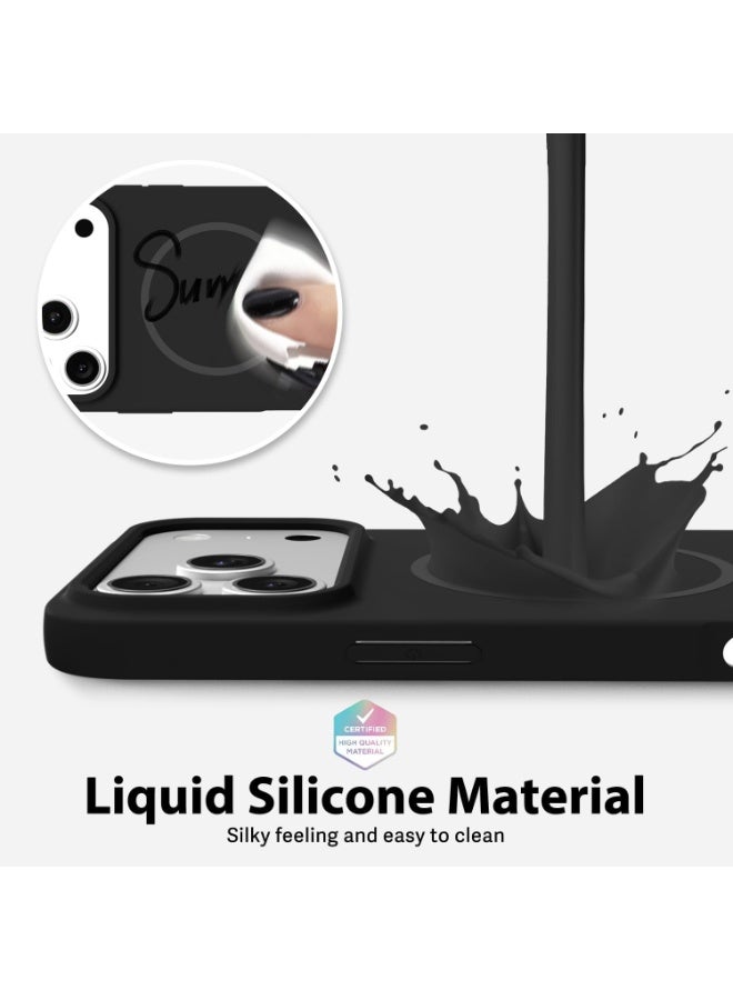 أكاليكس جراب هاتف مغناطيسي رفيع لهاتف آيفون 17 برو ماكس، متوافق مع الشحن اللاسلكي ماج سيف، مصنوع من السيليكون المطاطي الناعم الأنيق | أسود - Image 3