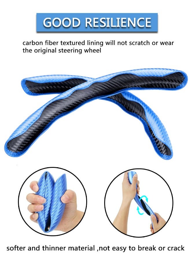 HAWAWA Carbon Fiber Steering Wheel Cover, 2PCS Segmented Steering Wheel Protector,  Anti-Slip, Comfortable Grip, Universal Fit for 99% Car Interior Accessories (BLUE)  - Image 4