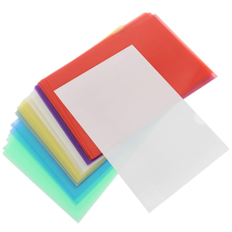 24pcs L Shaped Waterproof Plastic File Folders A4 Size Assorted Colors For Office School - Image 2