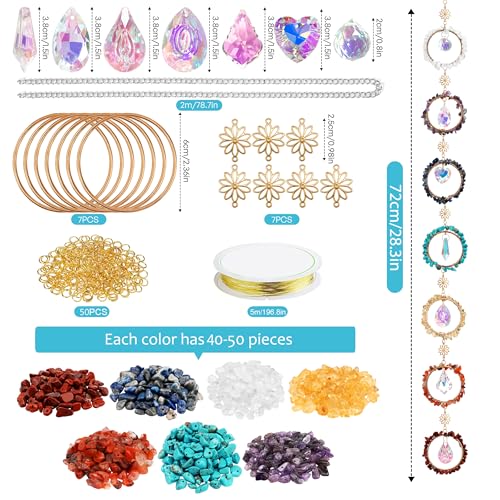 WASTROYAL 7 Chakra Sun Catcher Kit for Adults DIY Crystal Ornaments Prism Hanging Decorative Suncatcher with Crystals Sun Catchers Making Supplies Kit Art and Crafts Decor for Home Gifts - Image 3