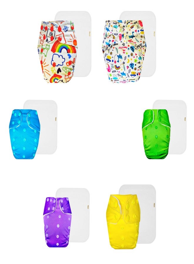 Dumbledo Premium Cloth Diaper with Cotton Insert (Pack of 6) | Dry Feel and Comfortable | Leakproof | Easy to Clean | Perfect for Indian Summers | 3 Months - 3 Years | Unisex Baby - Image 1