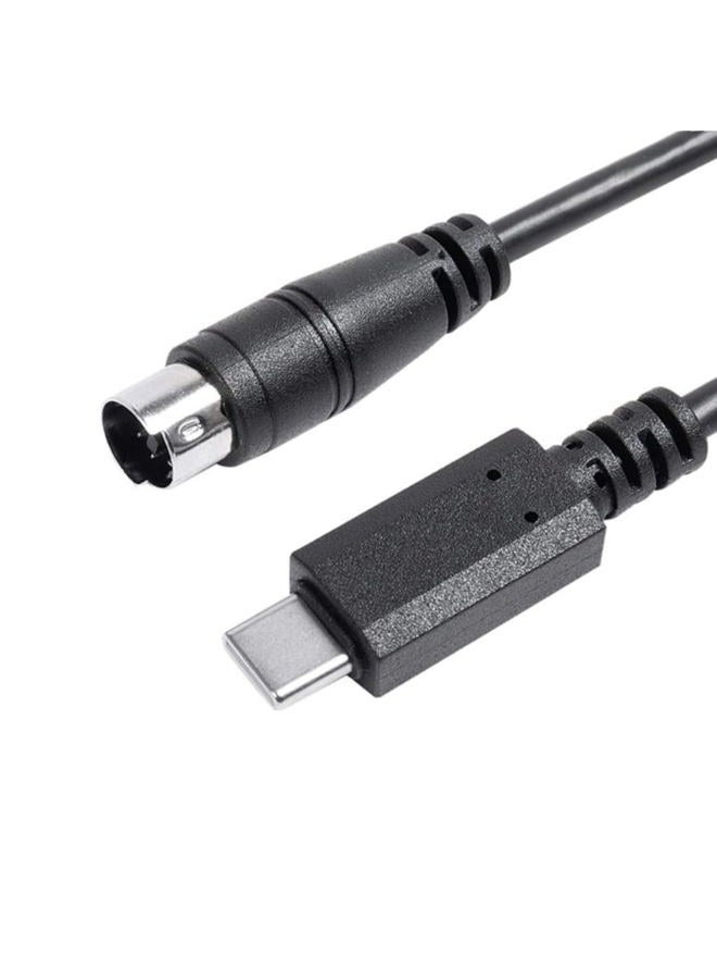 Teykst USB-C to Mini-Din MIDI 7 Pin Male Cable, Compatible with IK Multimedia iRig Series HD, HD-A, Keys I/O 25, I/O49, MIDI 2, Pro, Pro Duo, Pro Duo I/O, Pro I/O, Stream,Black (Length: 1m/3.3ft) - Image 1