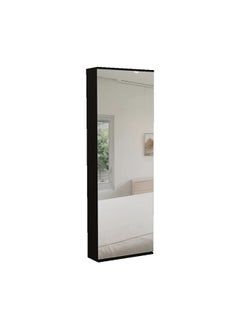 AtoZ Furniture Aymon Mirror Door Wall Mounted Shoe Rack Black in Black Color 