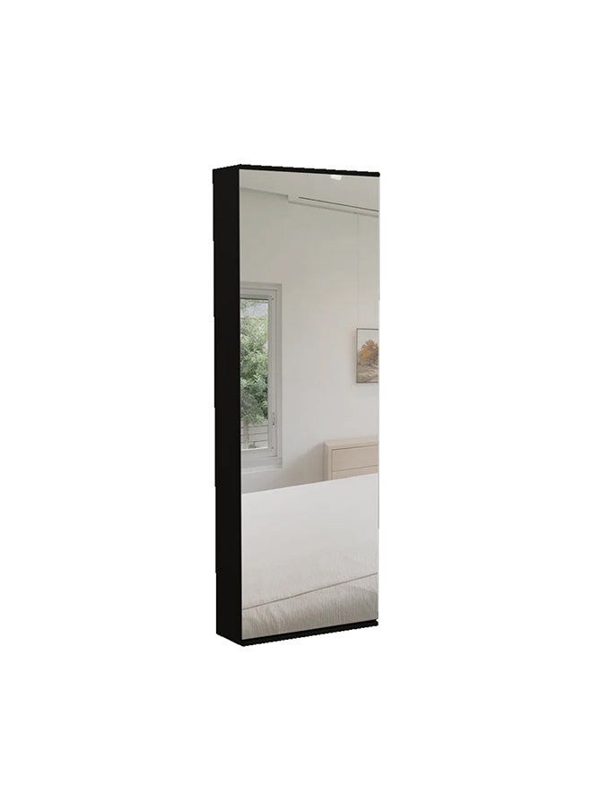 AtoZ Furniture Aymon Mirror Door Wall Mounted Shoe Rack Black in Black Color 