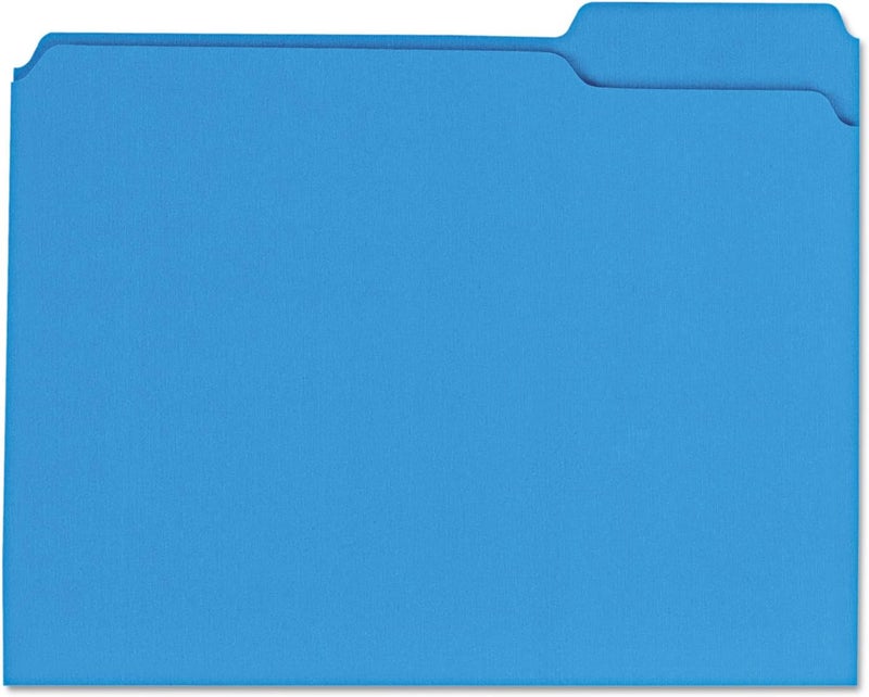 Universal One Universal 16161 Colored File Folders, 1/3 Cut Assorted, Two-Ply Top Tab, Letter, Blue (Box of 100) - Image 1