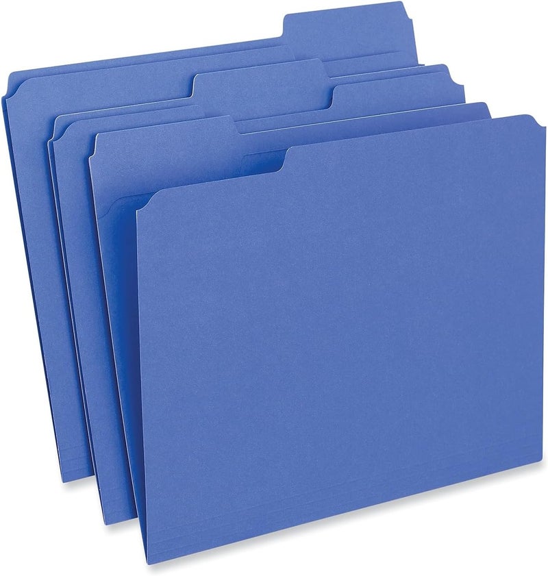 Universal One Universal 16161 Colored File Folders, 1/3 Cut Assorted, Two-Ply Top Tab, Letter, Blue (Box of 100) - Image 5