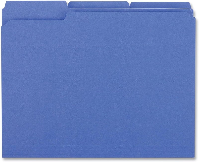 Universal One Universal 16161 Colored File Folders, 1/3 Cut Assorted, Two-Ply Top Tab, Letter, Blue (Box of 100) - Image 4