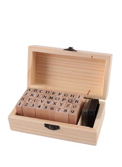 Excefore Alphabet Letter Number Stamps Set, Wooden Rubber Stamps Kit for DIY Craft Card and Photo Album  - Image 1