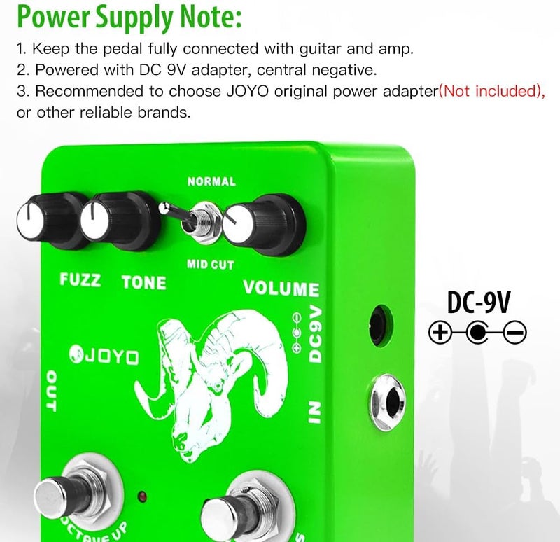 JOYO Octave Fuzz Pedal Germanium Fuzz 60's Rock Effect with "Mid-cut" for Electric Guitar - True Bypass (Voodoo Fuzz JF-12) - Image 4