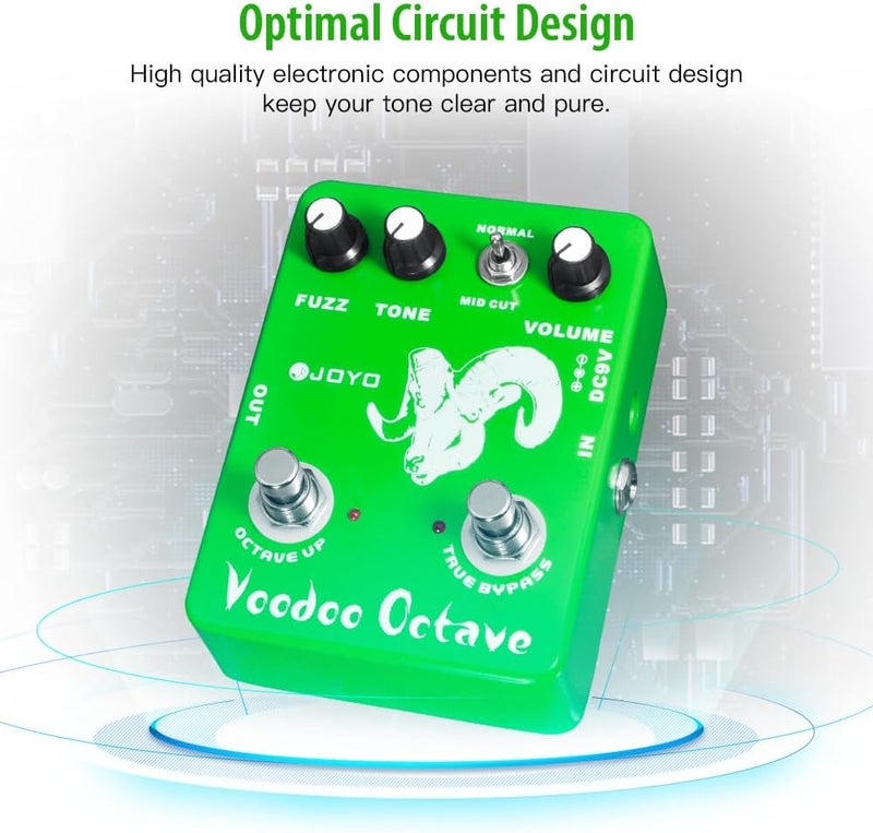 JOYO Octave Fuzz Pedal Germanium Fuzz 60's Rock Effect with "Mid-cut" for Electric Guitar - True Bypass (Voodoo Fuzz JF-12) - Image 2