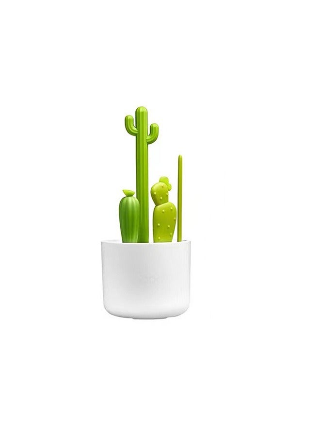 بون فرشاة بشكل صبار لتنظيف القوارير من بون، مجموعة من 4 قطع، أخضر - Image 1