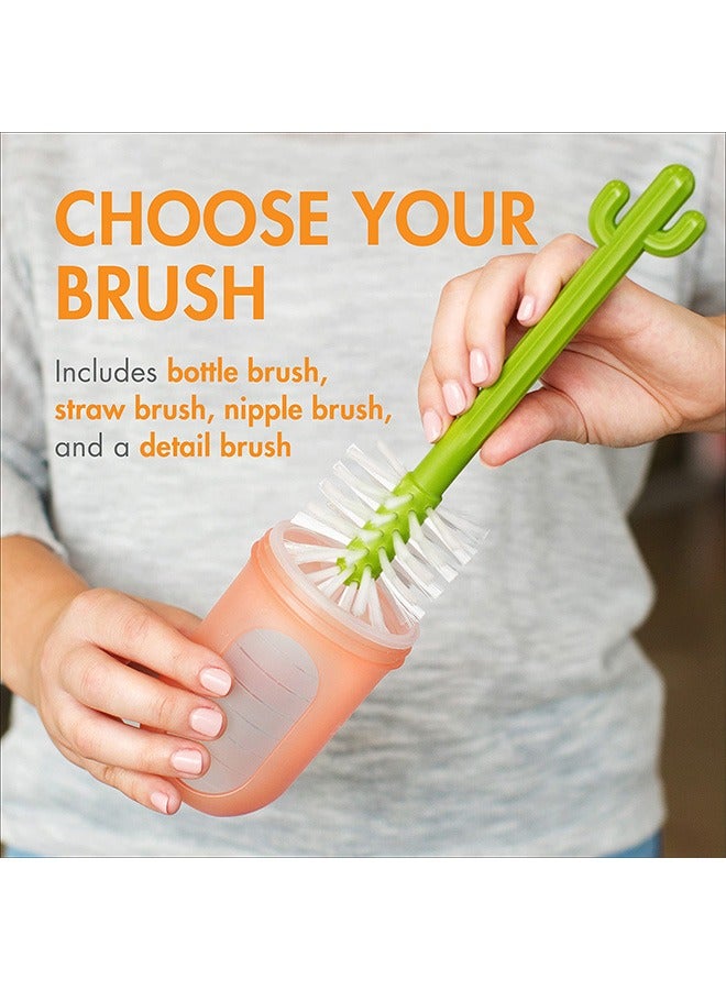 بون فرشاة بشكل صبار لتنظيف القوارير من بون، مجموعة من 4 قطع، أخضر - Image 4