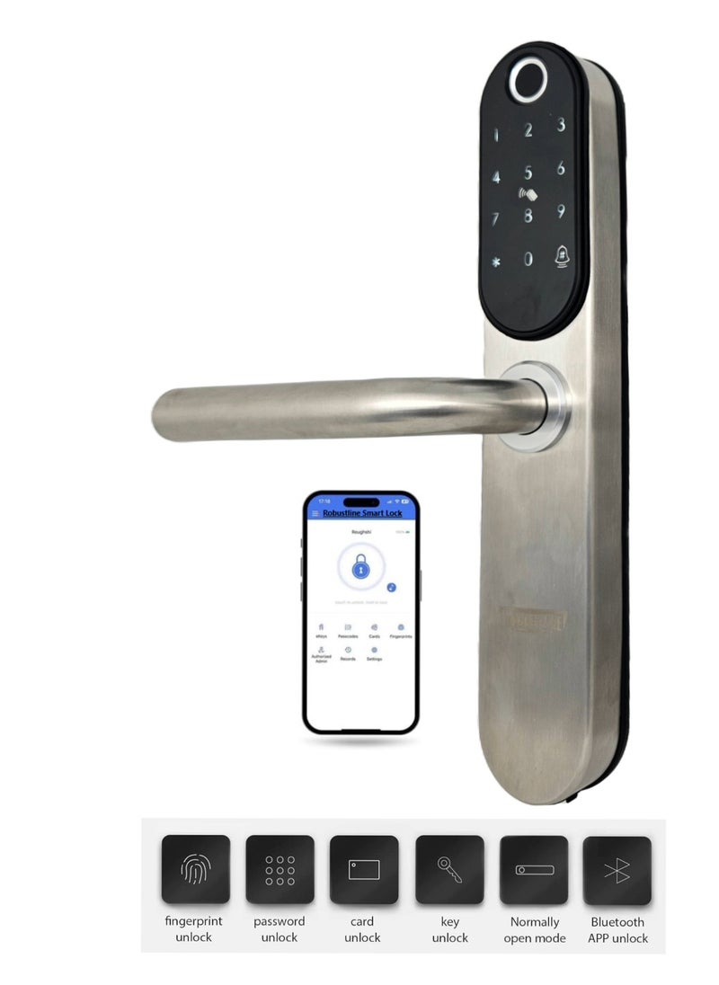 ROBUSTLINE - Robustline OUTDOOR Electronic Smart Door Lock with 5 Functions- Fingerprint, Passcode, Mobile App, Smart IC Card, Metal Key (2 YEARS WARRANTY) (RBSL1030S) - Image 1