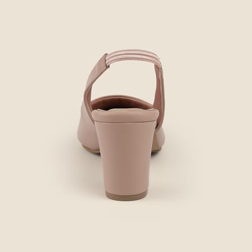 Metro Women's Pink Pointed Toe Slingback Flats with Elastic Heel Strap UK/4 EU/37(31-1046) - Image 5