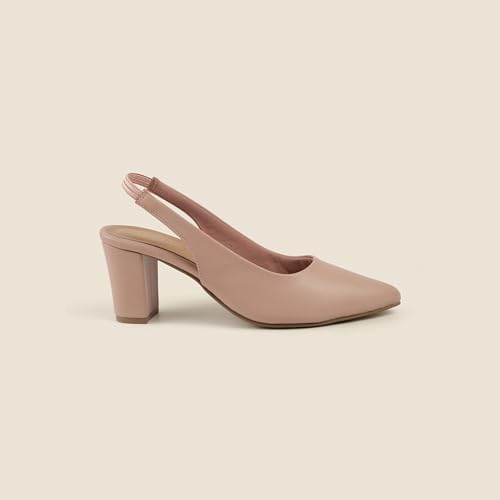 Metro Women's Pink Pointed Toe Slingback Flats with Elastic Heel Strap UK/4 EU/37(31-1046) - Image 4