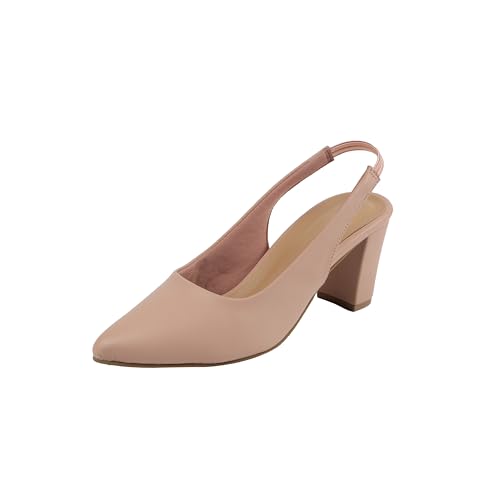 Metro Women's Pink Pointed Toe Slingback Flats with Elastic Heel Strap UK/4 EU/37(31-1046) - Image 1