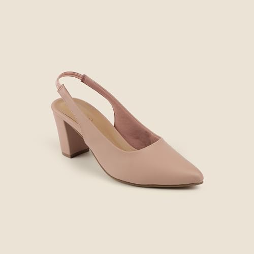 Metro Women's Pink Pointed Toe Slingback Flats with Elastic Heel Strap UK/4 EU/37(31-1046) - Image 3