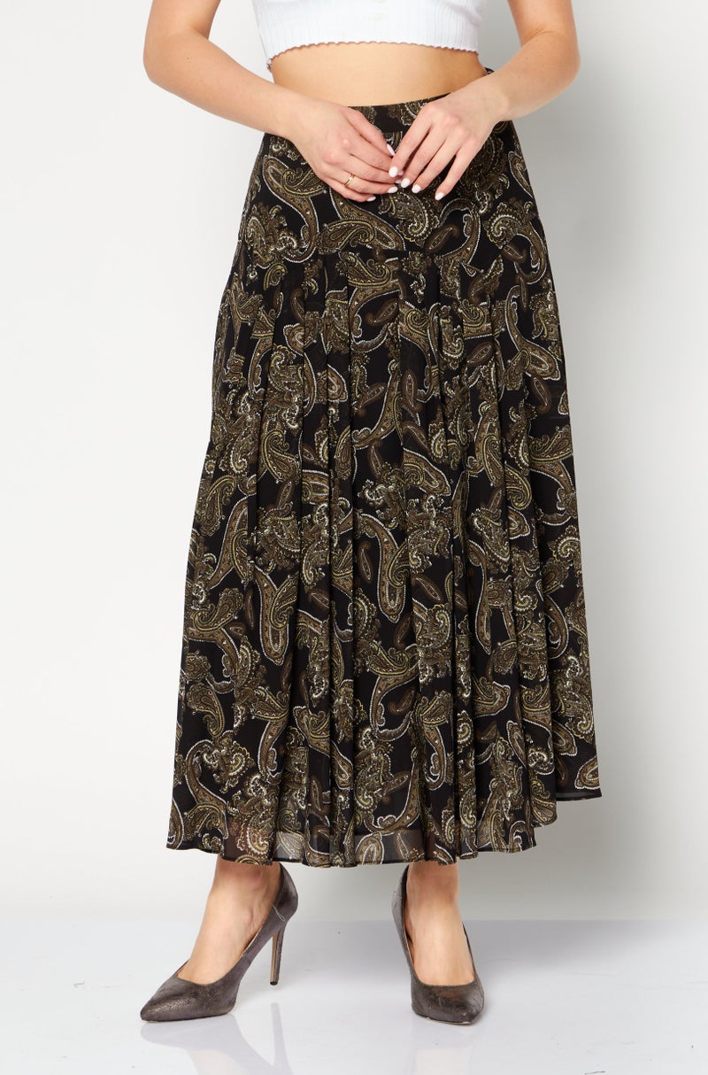 Michael Kors Women Floral Print Maxi Skirt, Black  - Image 1