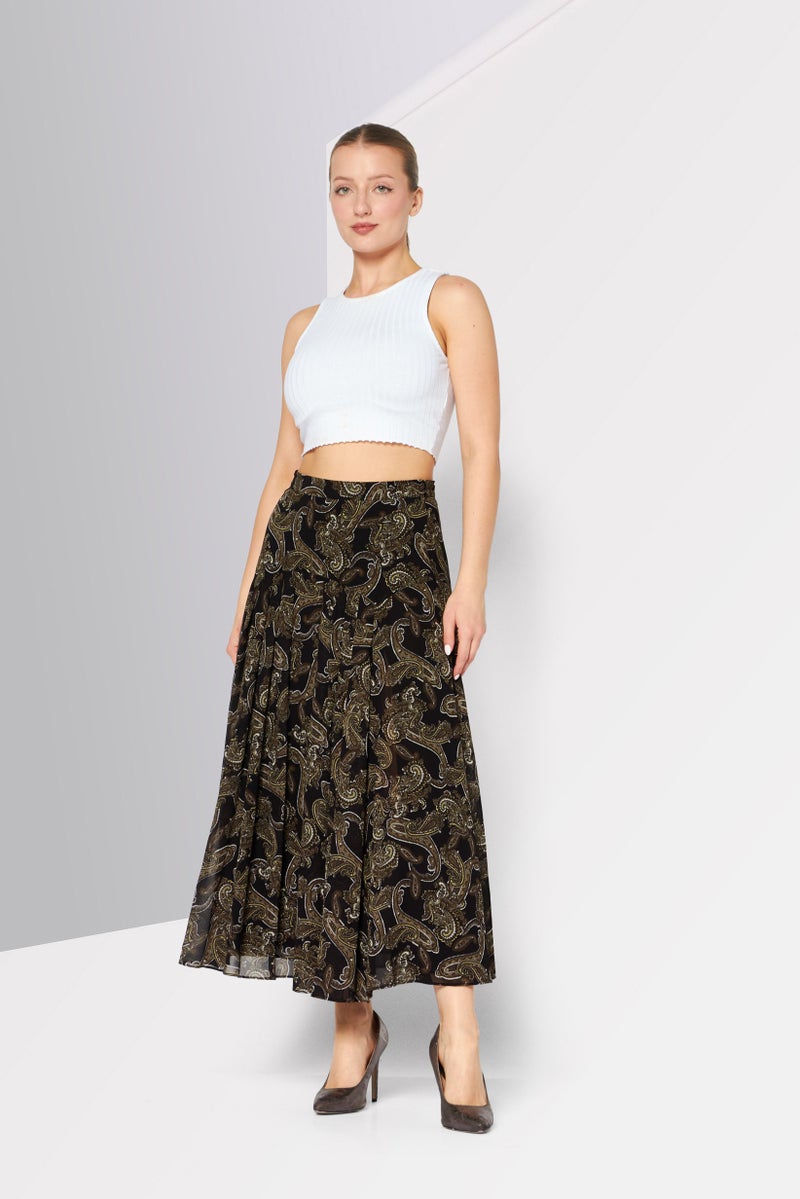 Michael Kors Women Floral Print Maxi Skirt, Black  - Image 2