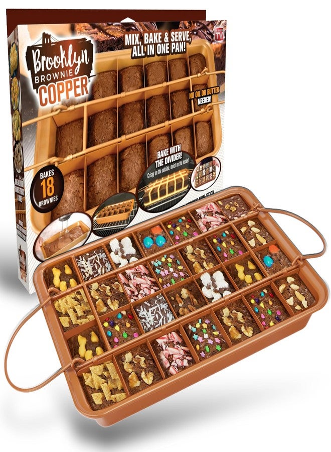 جوثام ستيل صينية براونيز كبيرة الحجم من جوثام ستيل مع فواصل، صينية خبز غير لاصقة لجميع أنواع البراونيز ذات الحواف مع فاصل قابل للإزالة، صينية كيك + صينية خبز براونيز 2 في 1 مع 24 قالبًا مقطوعًا مسبقًا، آمنة للاستخدام في الفرن وغسالة الصحون، غير سامة - Image 1