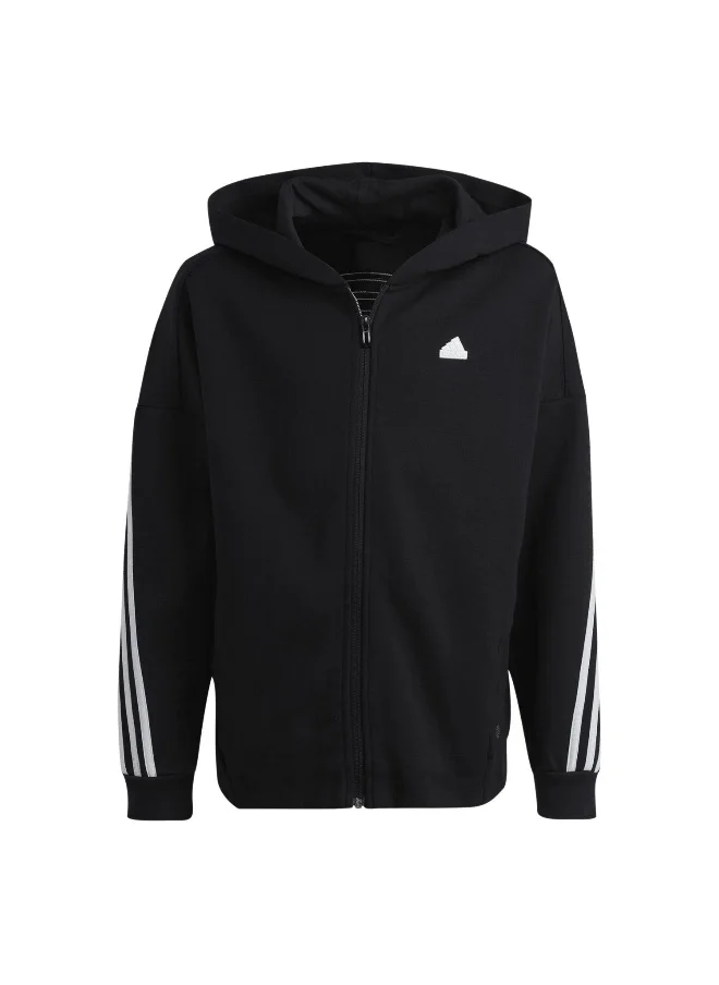 Adidas adidas U Fi 3S Fz Hd Black Training Track Tops 7-8Y