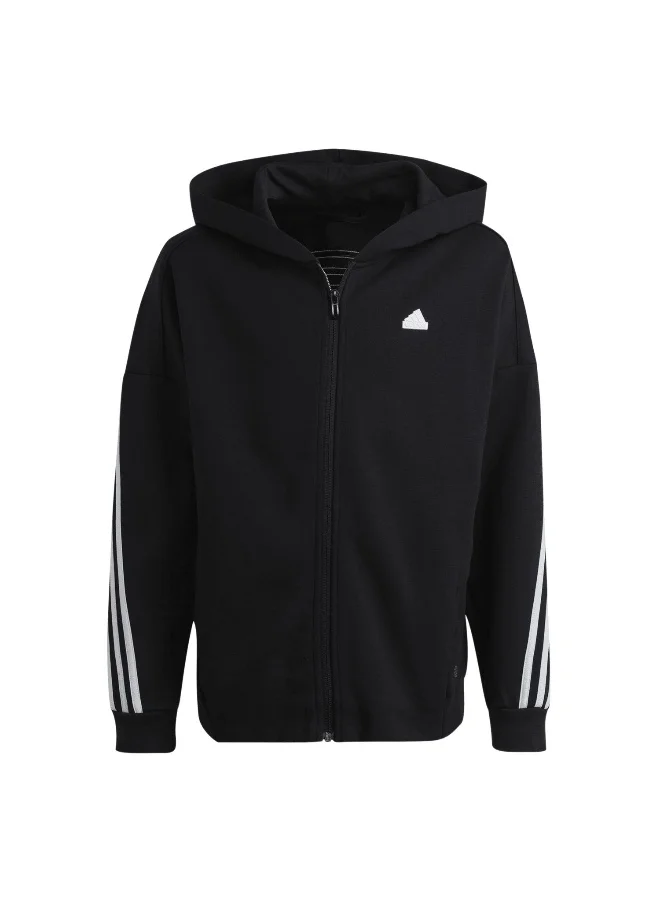 Adidas adidas U Fi 3S Fz Hd Black Training Track Tops 7-8Y