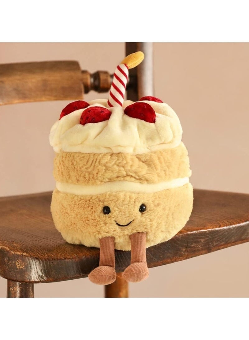 DURKU Weighted Plush Toy, 9.8" Birthday Cake Doll, Cute Smile Cake Pillow Stuffed Animals, Funny Soft Food Plushies Toy for Gifts for Kids Birthday - Image 4