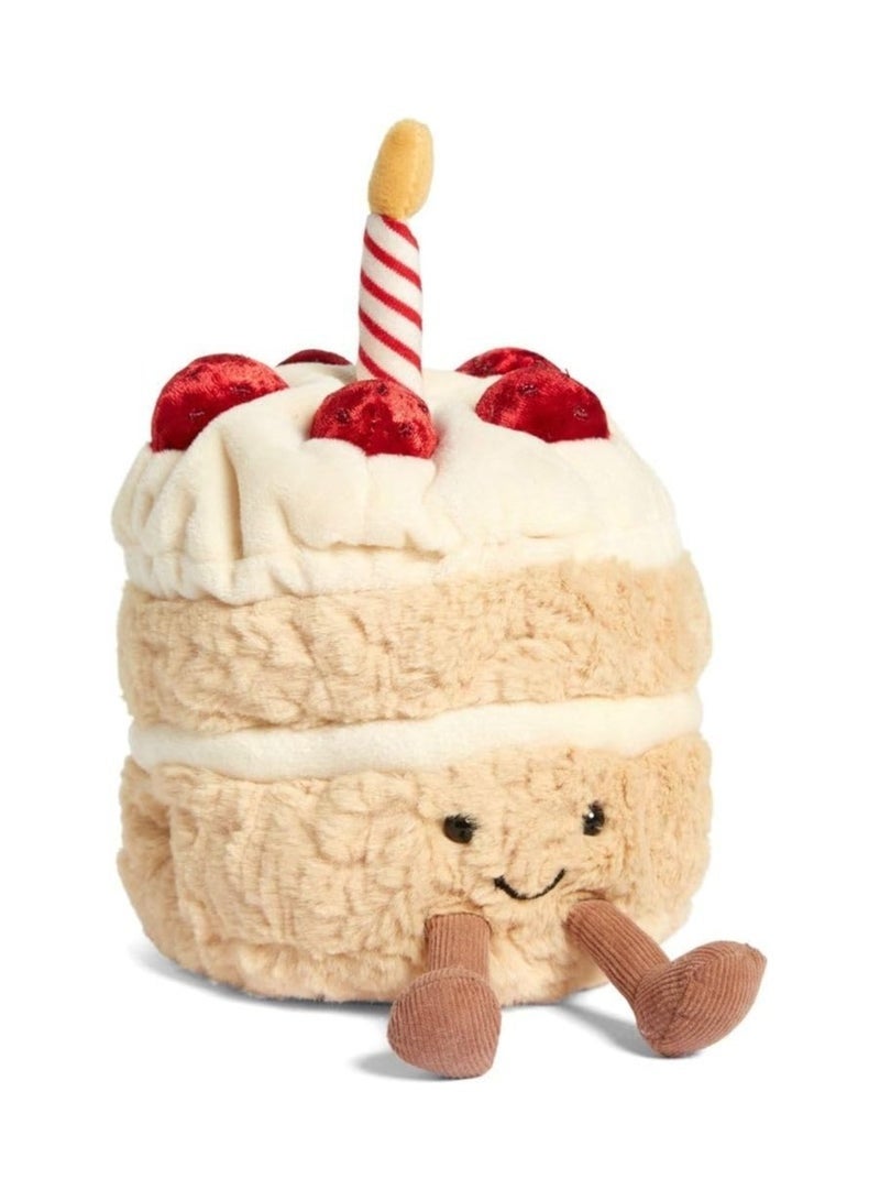 DURKU Weighted Plush Toy, 9.8" Birthday Cake Doll, Cute Smile Cake Pillow Stuffed Animals, Funny Soft Food Plushies Toy for Gifts for Kids Birthday - Image 1