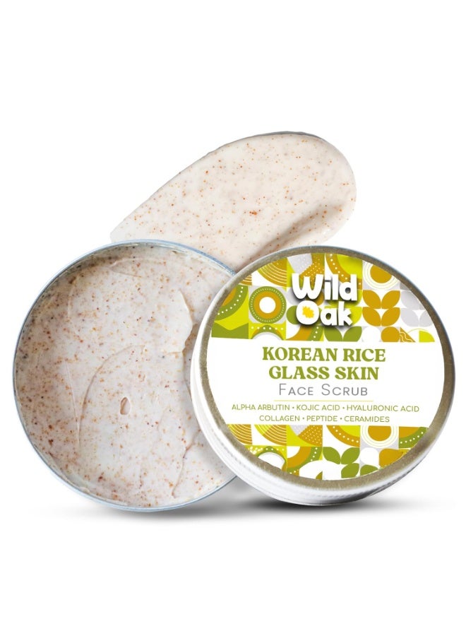 WILD OAK WildOak Korean Rice Enzyme Face Scrub | Brightening, De-Tan & Pigmentation Care | With Kojic Acid, Alpha Arbutin & Hyaluronic Acid | Gentle Scrub for Glass Skin, Hydration & Smooth Glow | 100gm - Image 1