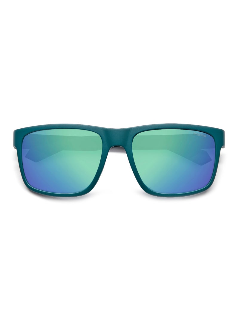 Polaroid - Men's Polarized Rectangular Shape  Sunglasses PLD 2157/S GREY 43 - Lens Size: 43 Mm - Matt Teal - Image 1