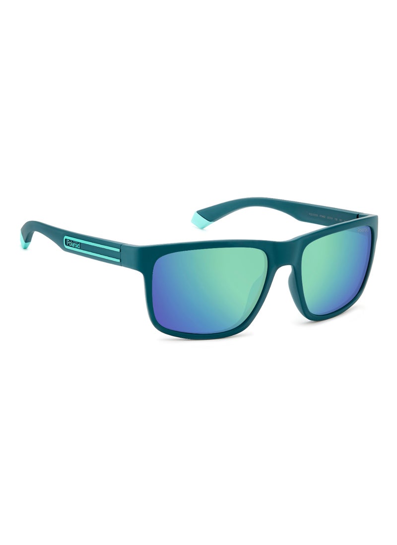 Polaroid - Men's Polarized Rectangular Shape  Sunglasses PLD 2157/S GREY 43 - Lens Size: 43 Mm - Matt Teal - Image 1