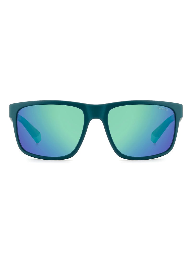 Polaroid - Men's Polarized Rectangular Shape  Sunglasses PLD 2157/S GREY 43 - Lens Size: 43 Mm - Matt Teal - Image 1