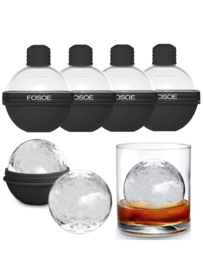 FROSTY Silicone Ice Sphere Molds, Set of 4 with Lids for Whiskey, Cocktails, and Drinks - Image 1