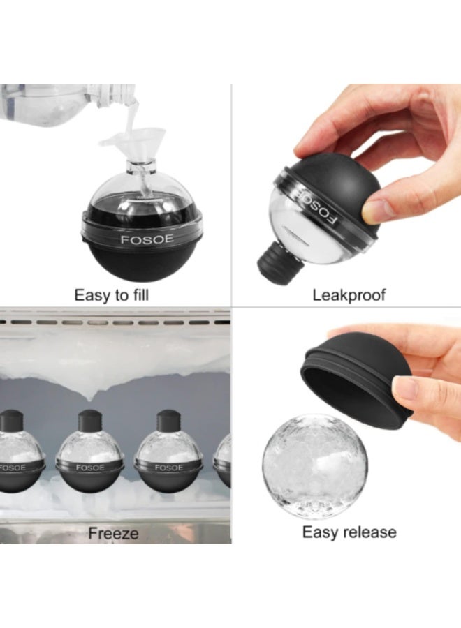 FROSTY Silicone Ice Sphere Molds, Set of 4 with Lids for Whiskey, Cocktails, and Drinks - Image 2