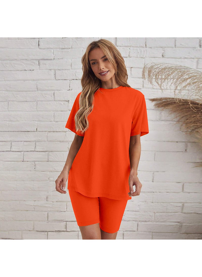 Generic - Oversized T-Shirt and Shorts Loungewear Set Light yellow - Image 1