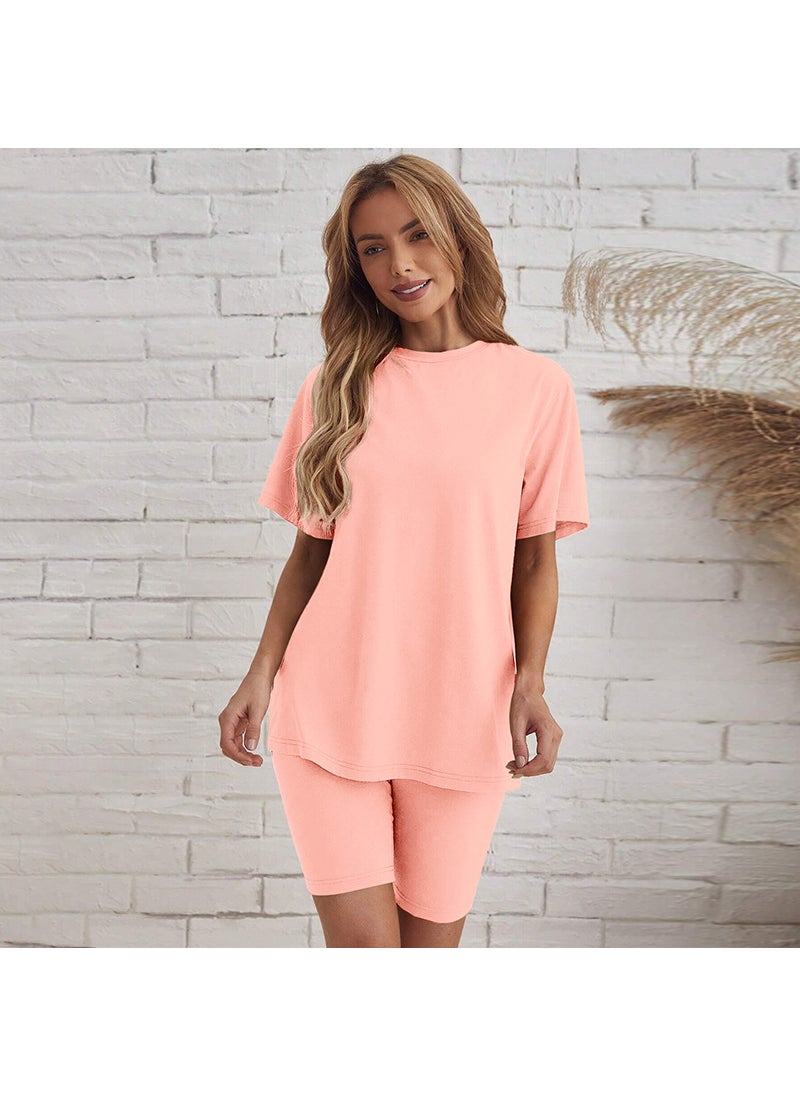 Generic - Oversized T-Shirt and Shorts Loungewear Set Light yellow - Image 1