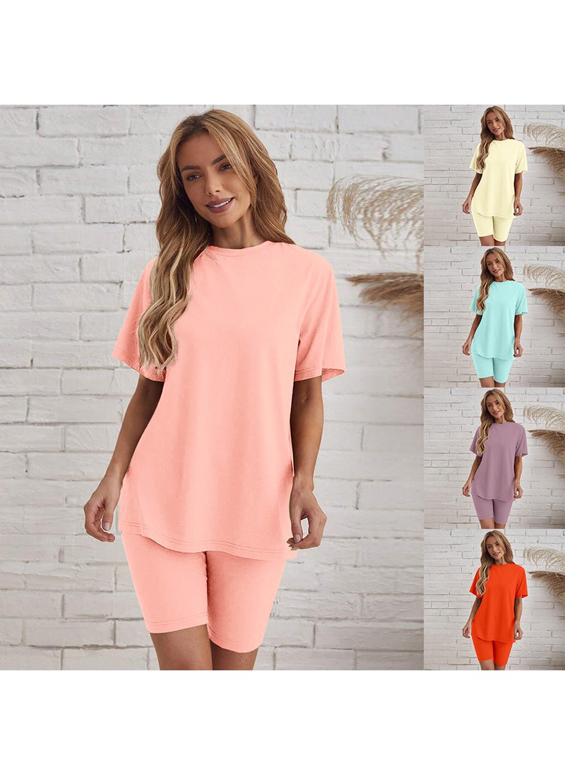 Generic - Oversized T-Shirt and Shorts Loungewear Set Light yellow - Image 1