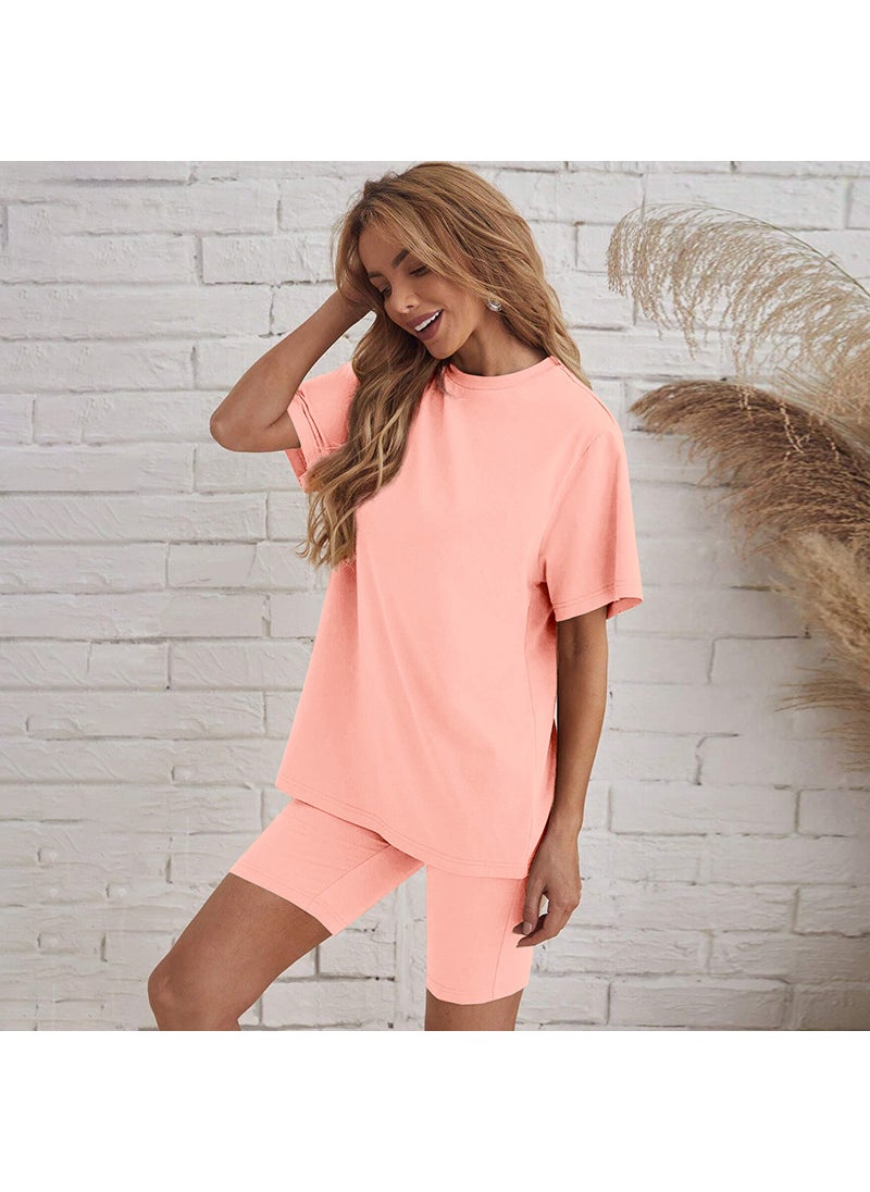 Generic - Oversized T-Shirt and Shorts Loungewear Set Light yellow - Image 1