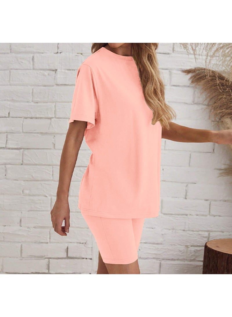 Generic - Oversized T-Shirt and Shorts Loungewear Set Light yellow - Image 1
